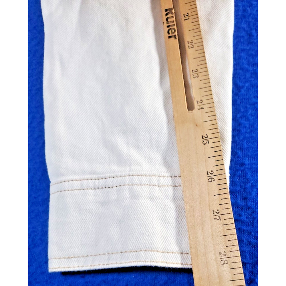 Frye Shirt Dress Women's Large White Denim Long Sleeve ButtonFront Tunic Pockets - Picture 10 of 16